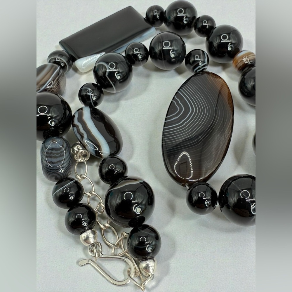 Jay King Mine Finds South African Lace Agate Sterling Silver Necklace 109g 18-20 - Picture 17 of 17